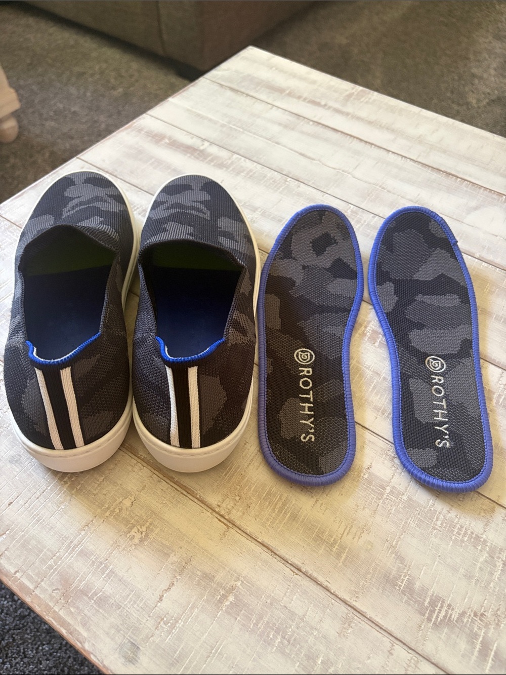 Rothy's Women’s Slip-On Sneakers in Black and Gray Camo - Picture 3 of 4